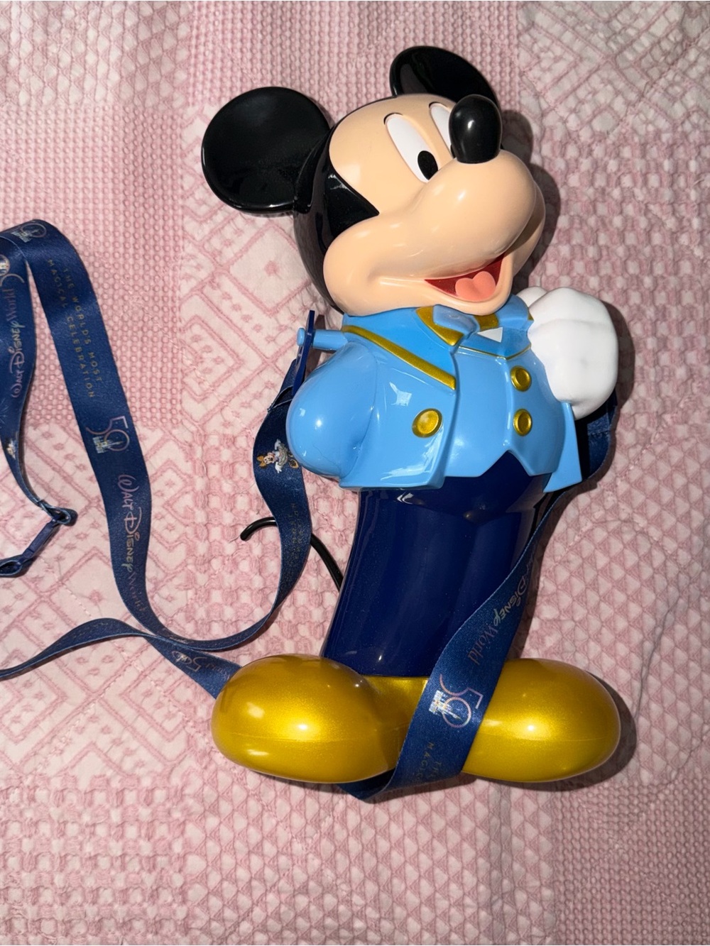 Disney Mickey Mouse Blue and Gold Popcorn Bucket 50th anniversary